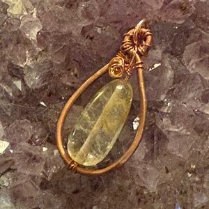 Copper-wired Citrine pendant only